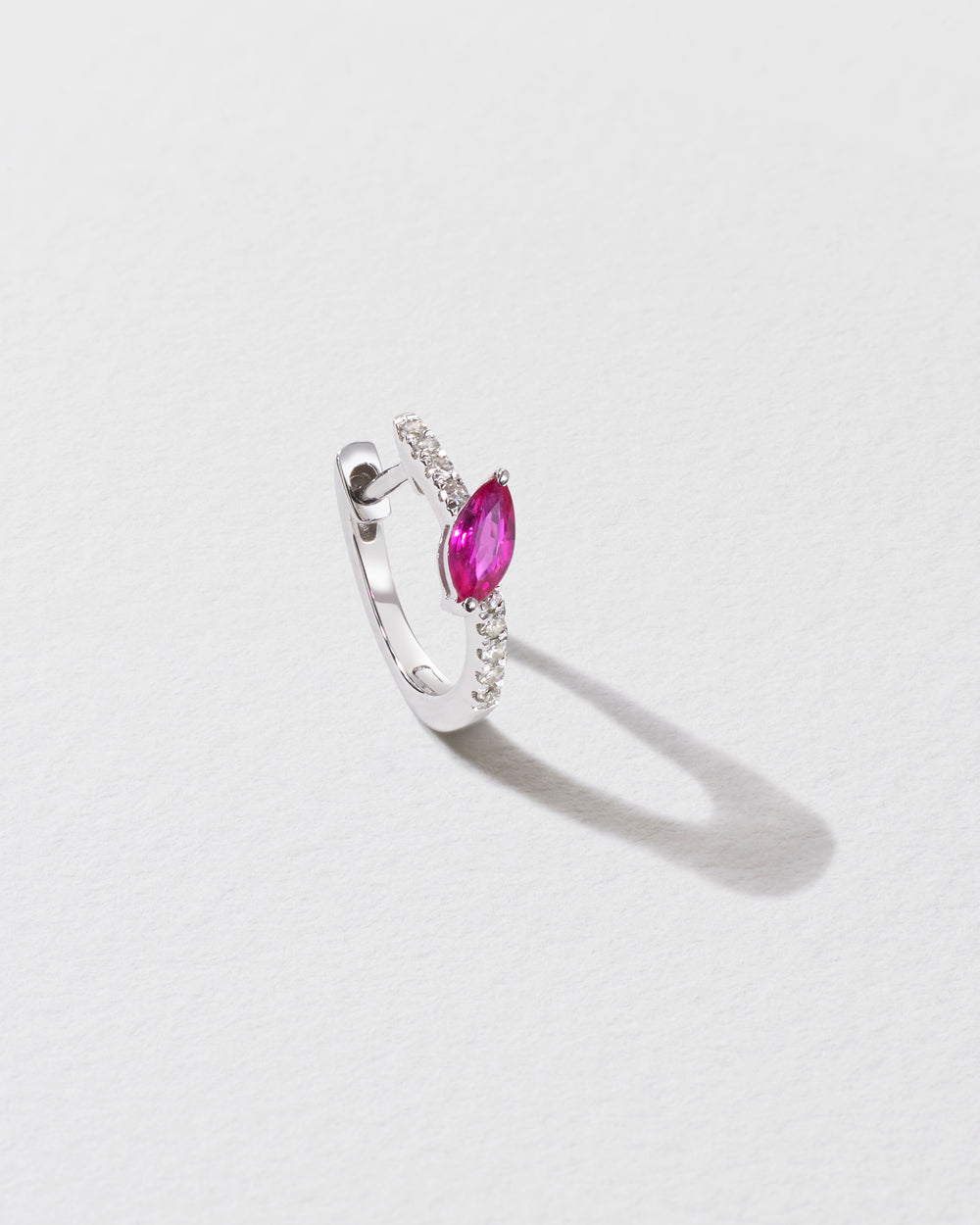 Diamond & Marquise-Cut Pink Sapphire Hoop Earring
