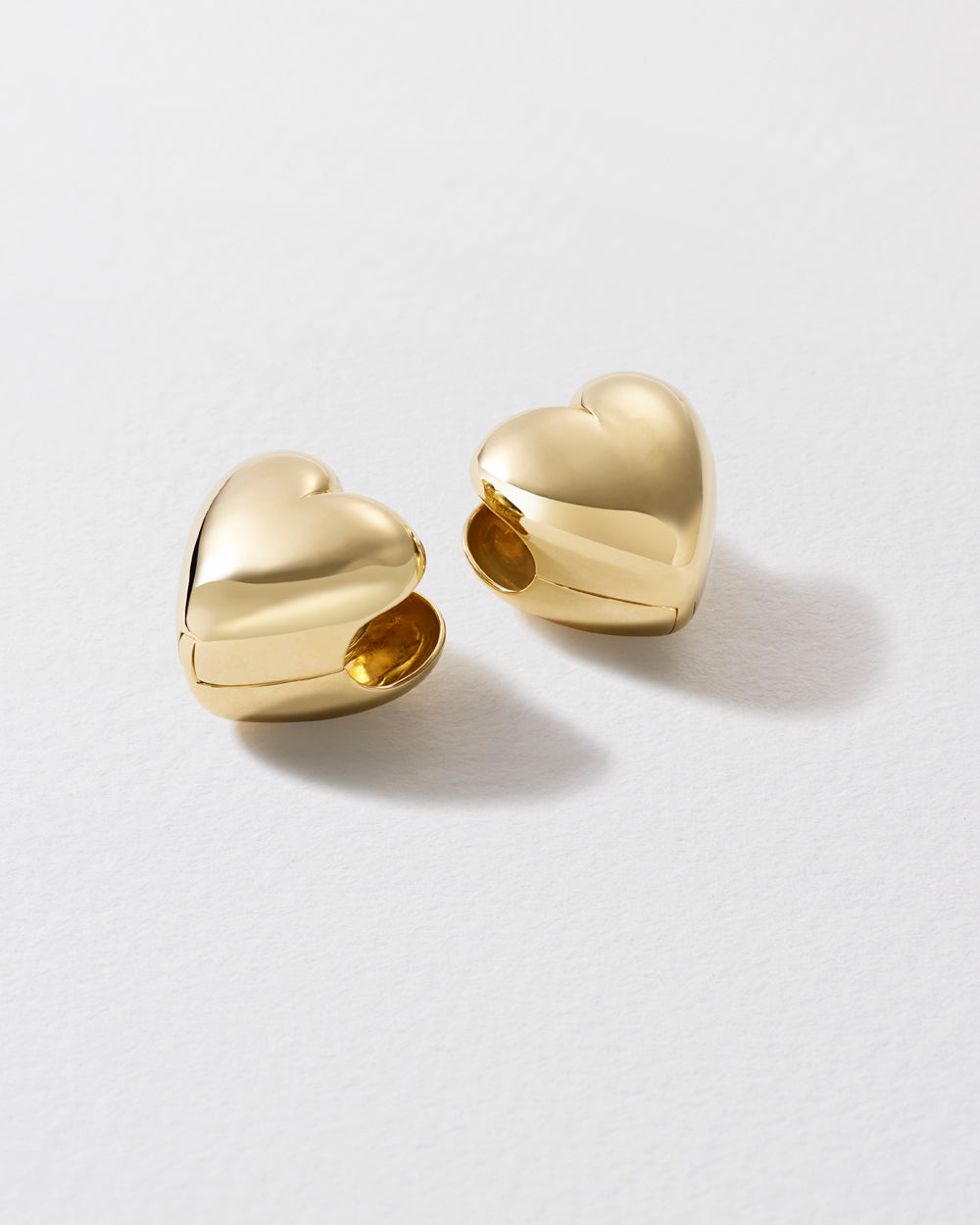 Gold Puffy Heart Hoop Earrings