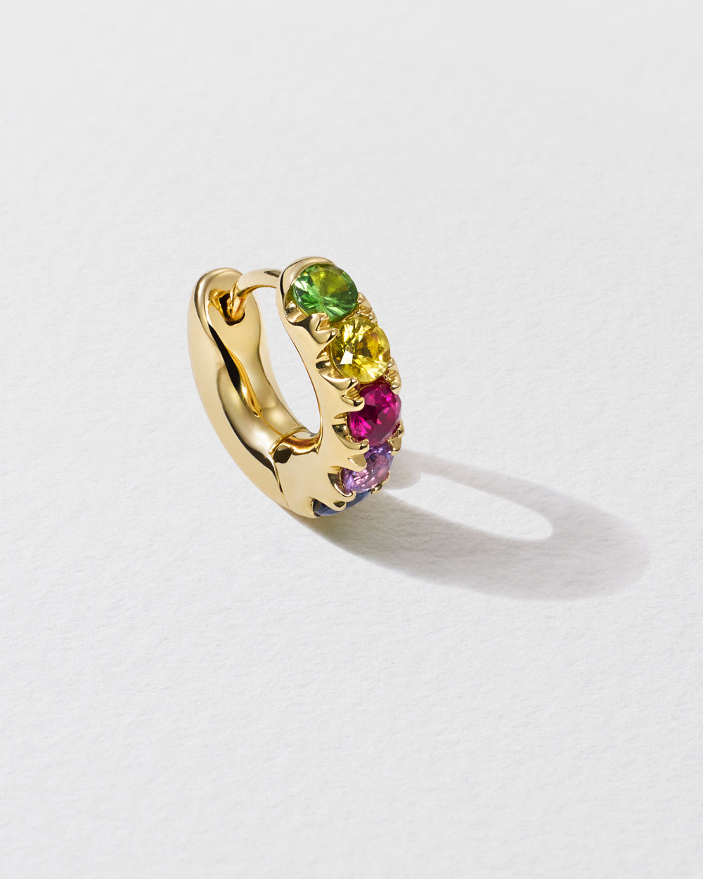 Super Duper Rainbow Sapphire Hoop Earring