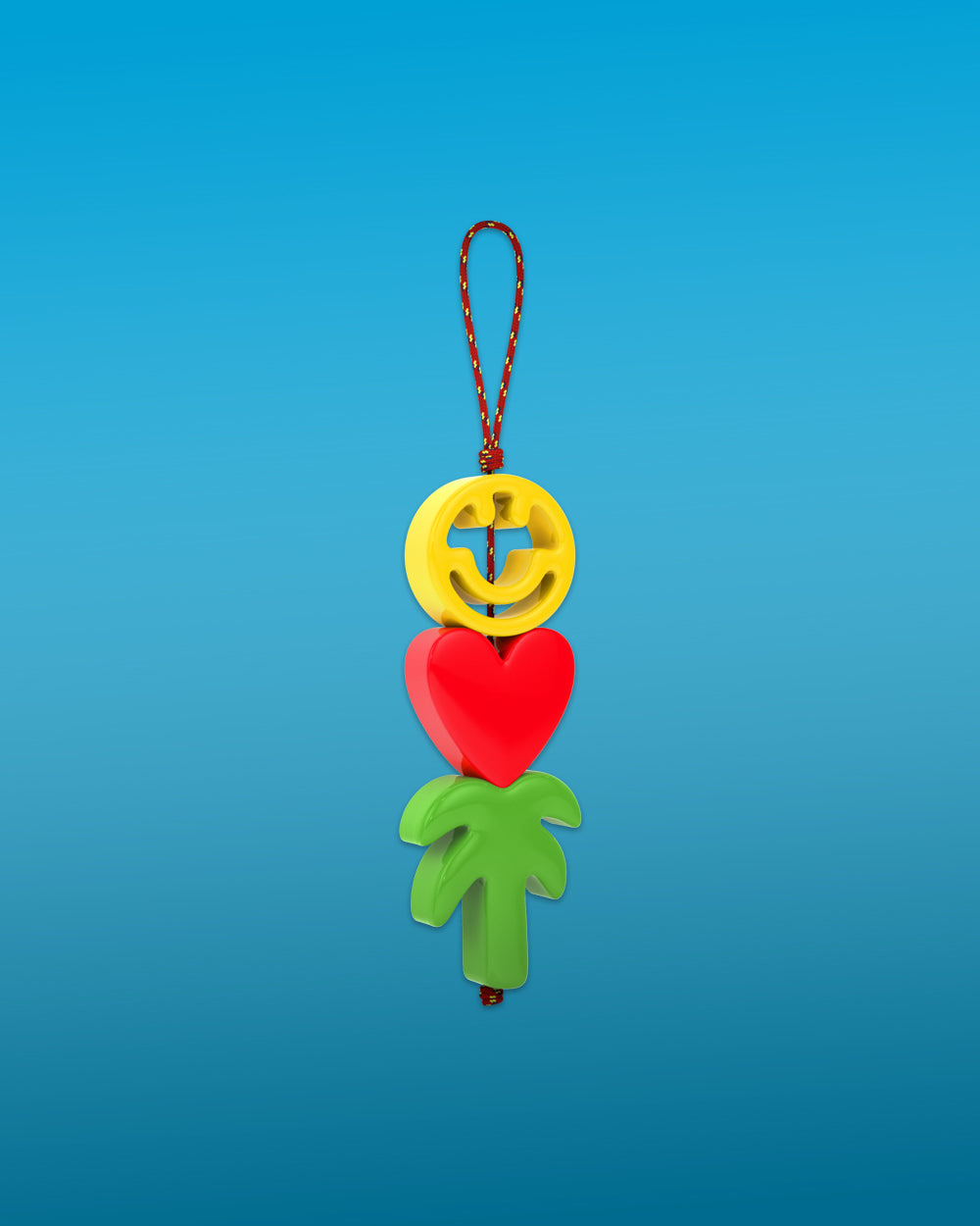 Heart, Happy Face & Palm Tree Cord Bag Charm