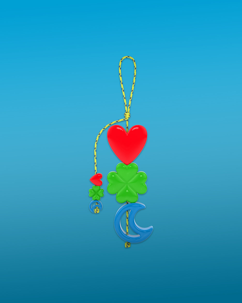 Heart, Clover & Moon Cord Bag Charm