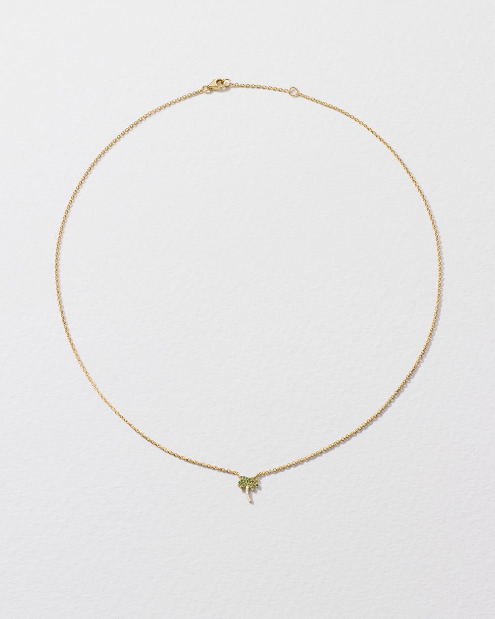 Tsavorite & Diamond Palm Tree Icon Necklace