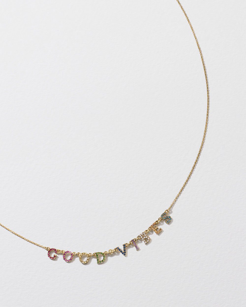 Rainbow Sapphire & Diamond 'Good Vibes' Necklace