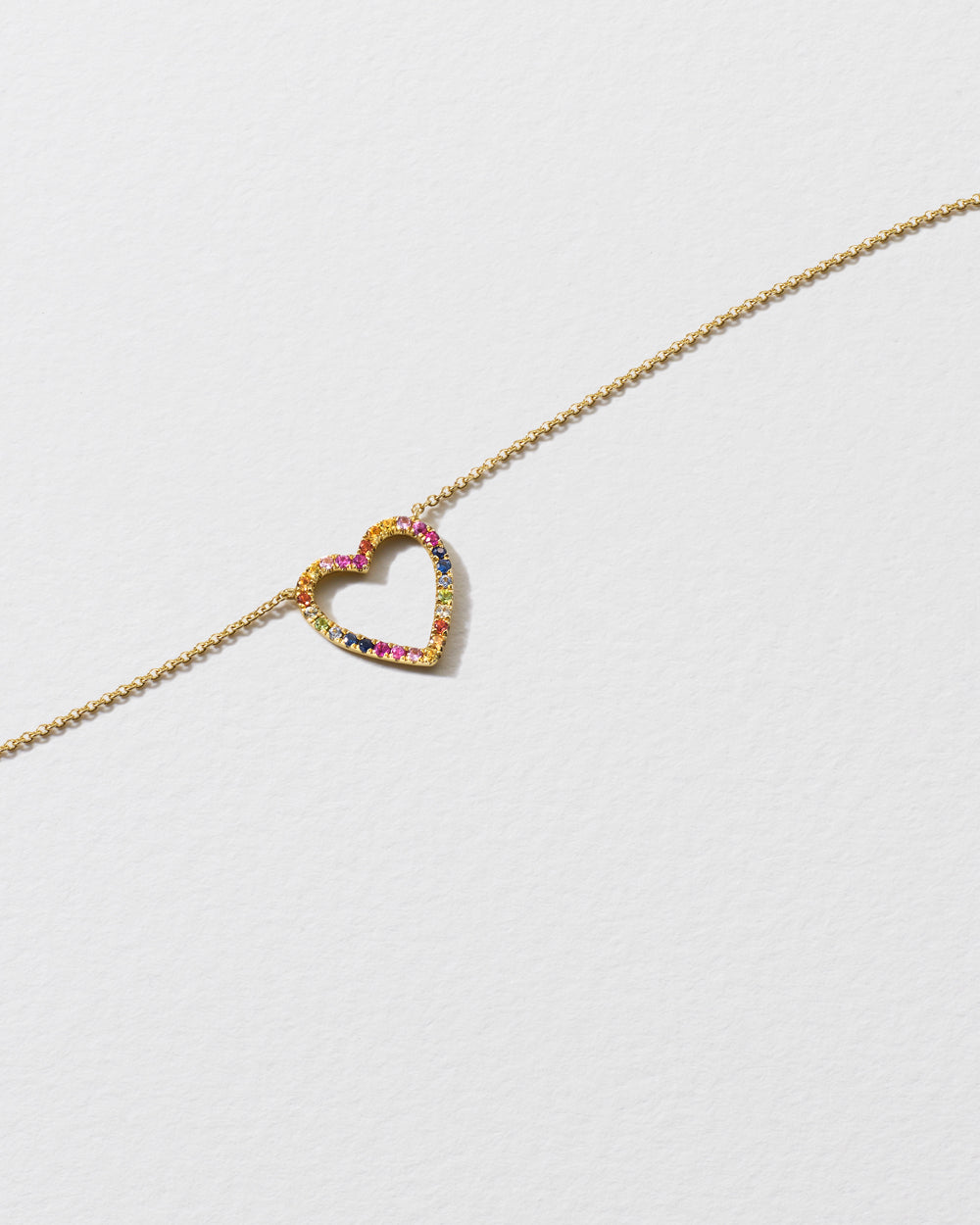 Rainbow Sapphire Heart Necklace