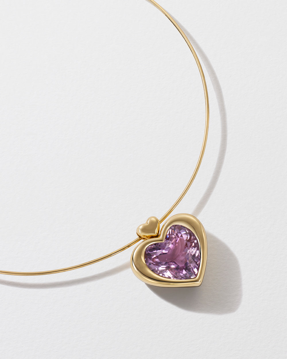 Cupid's Big Kunzite Heart Pendant Necklace