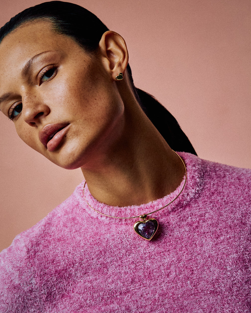 Cupid's Big Kunzite Heart Pendant Necklace