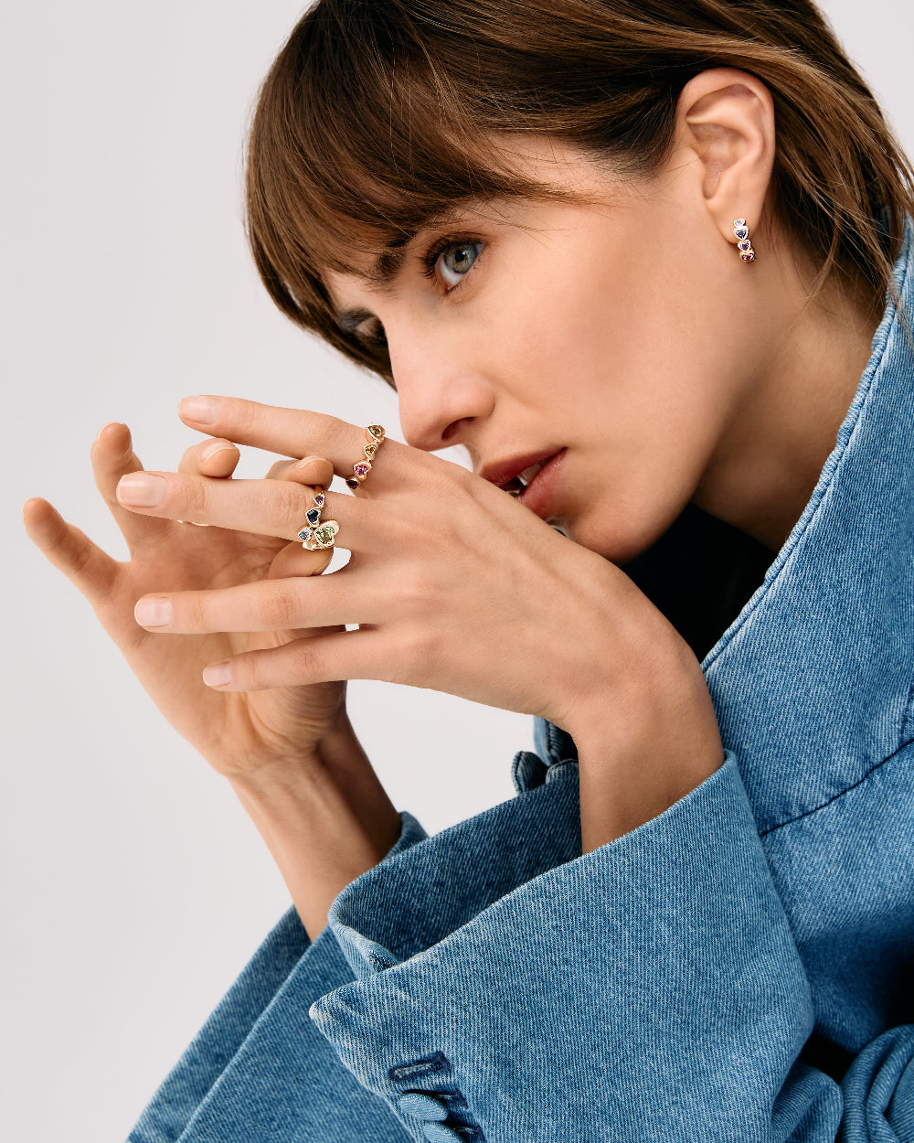 Heart Stack Hoop Earrings