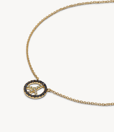 Mini Black Diamond Peace Necklace