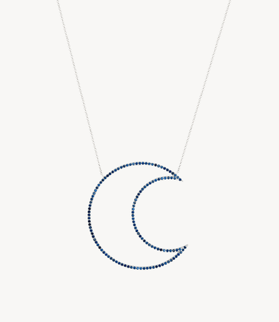 Giant Blue Sapphire Moon Necklace - Roxanne First