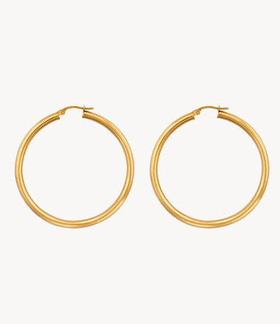 Large Classic Slim Gold Hoops - Roxanne First
