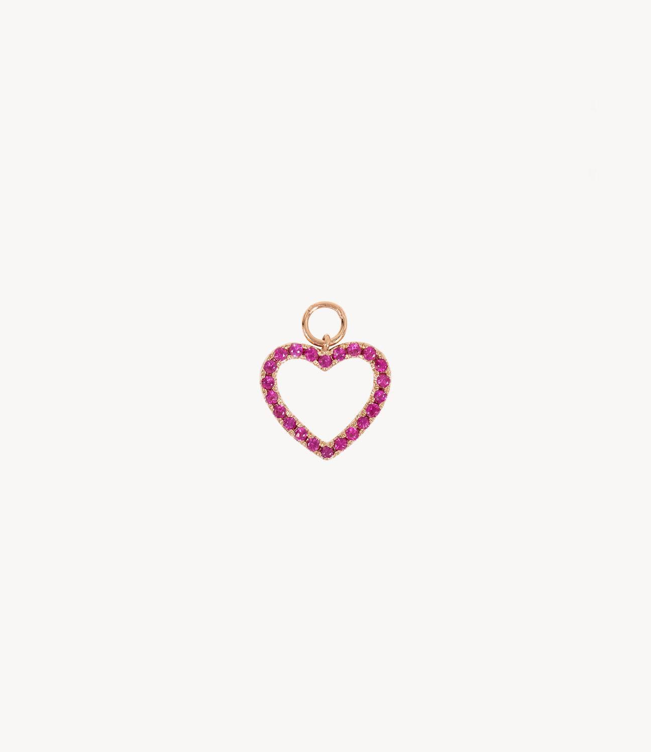 14K Rose Gold Plated Sterling Silver Created Pink Sapphire and Lab Grown Diamond Heart Pendant Necklace - Christmas Gift - Joy Jewelers