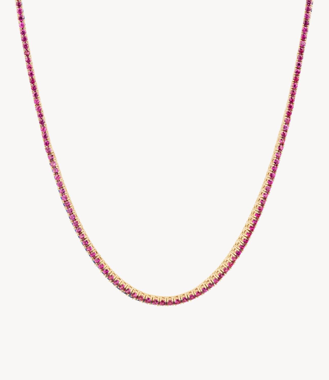 Pink Sapphire Tennis Necklace - Roxanne First