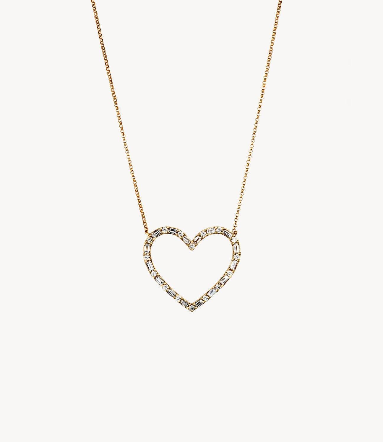 Baguette shop heart necklace