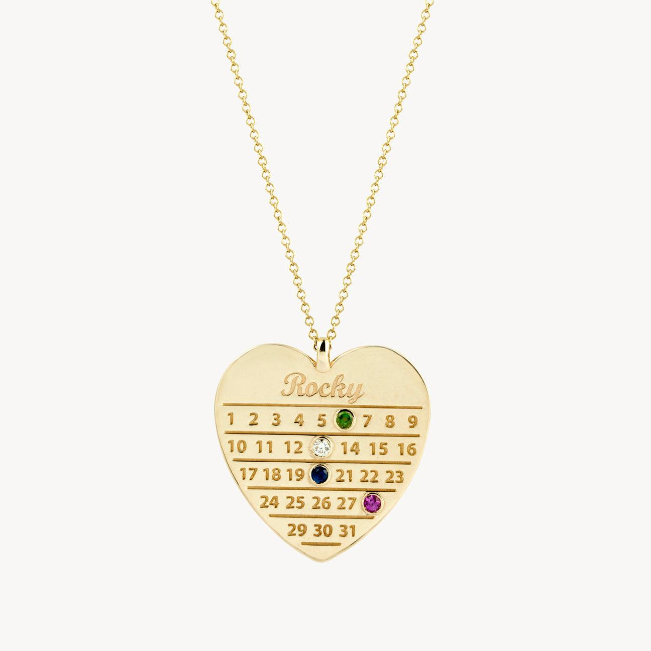 Heart Diamond Days Calendar Necklace – Roxanne First Heart Diamond Days Calendar Necklace – Roxanne First