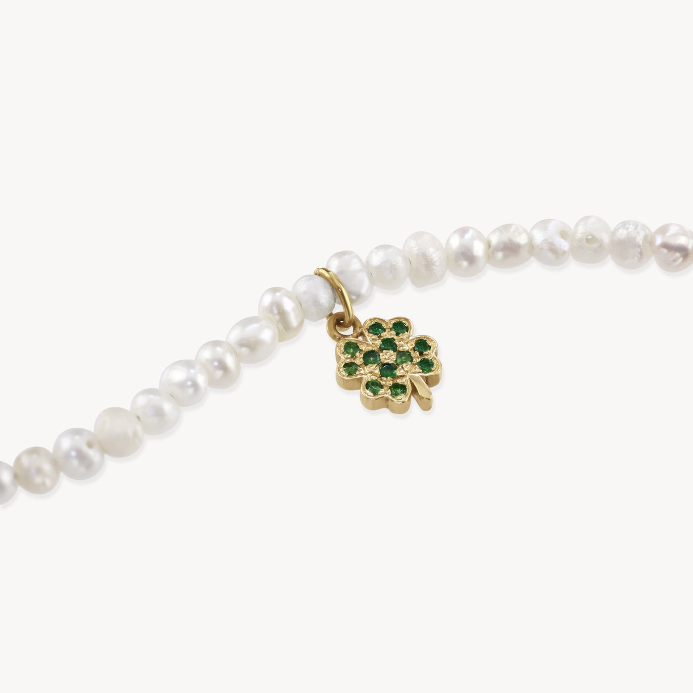 Tsavorite Clover & Baby Potato Pearl Beaded Necklace