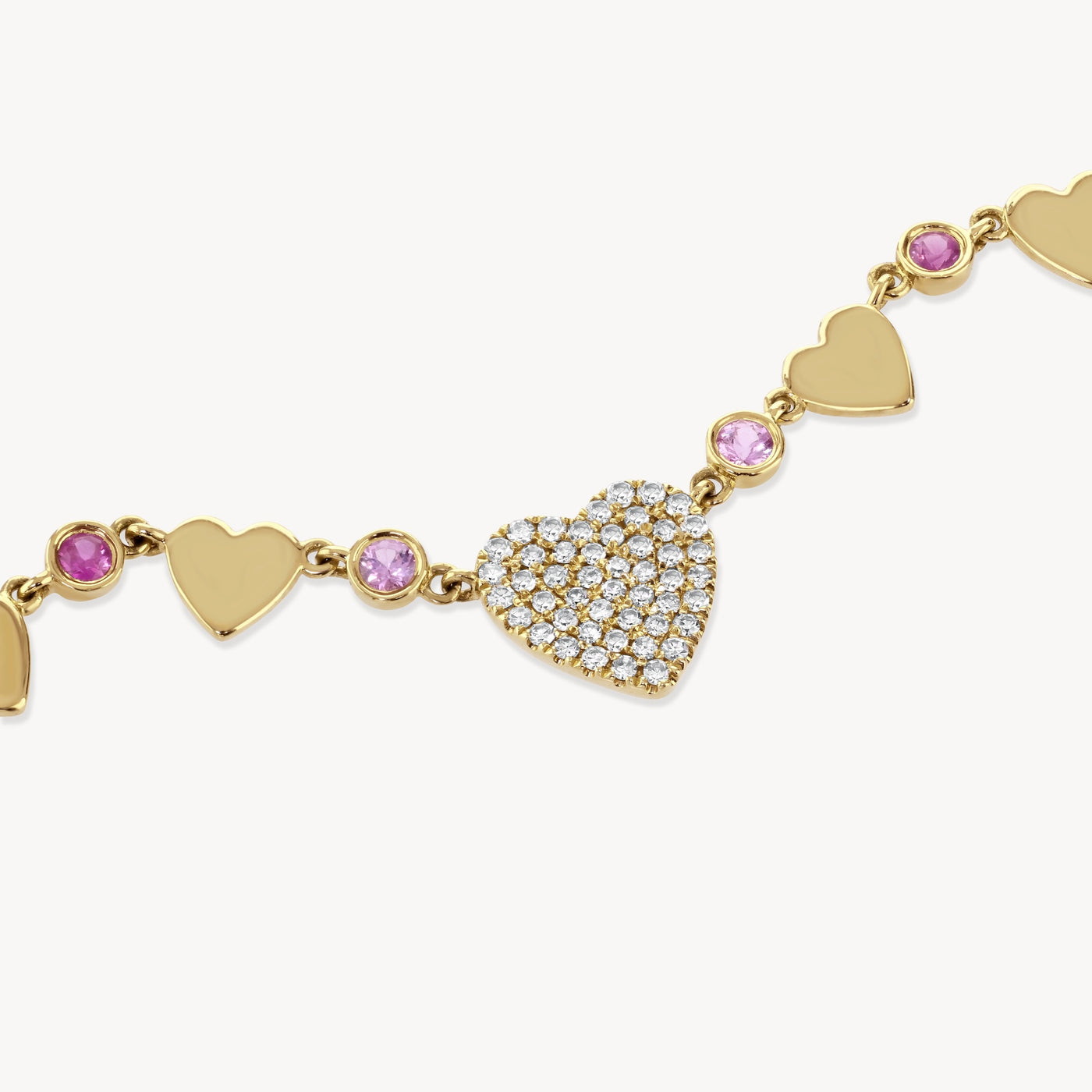 Diamond & Pink Sapphire Lots Of Love Necklace