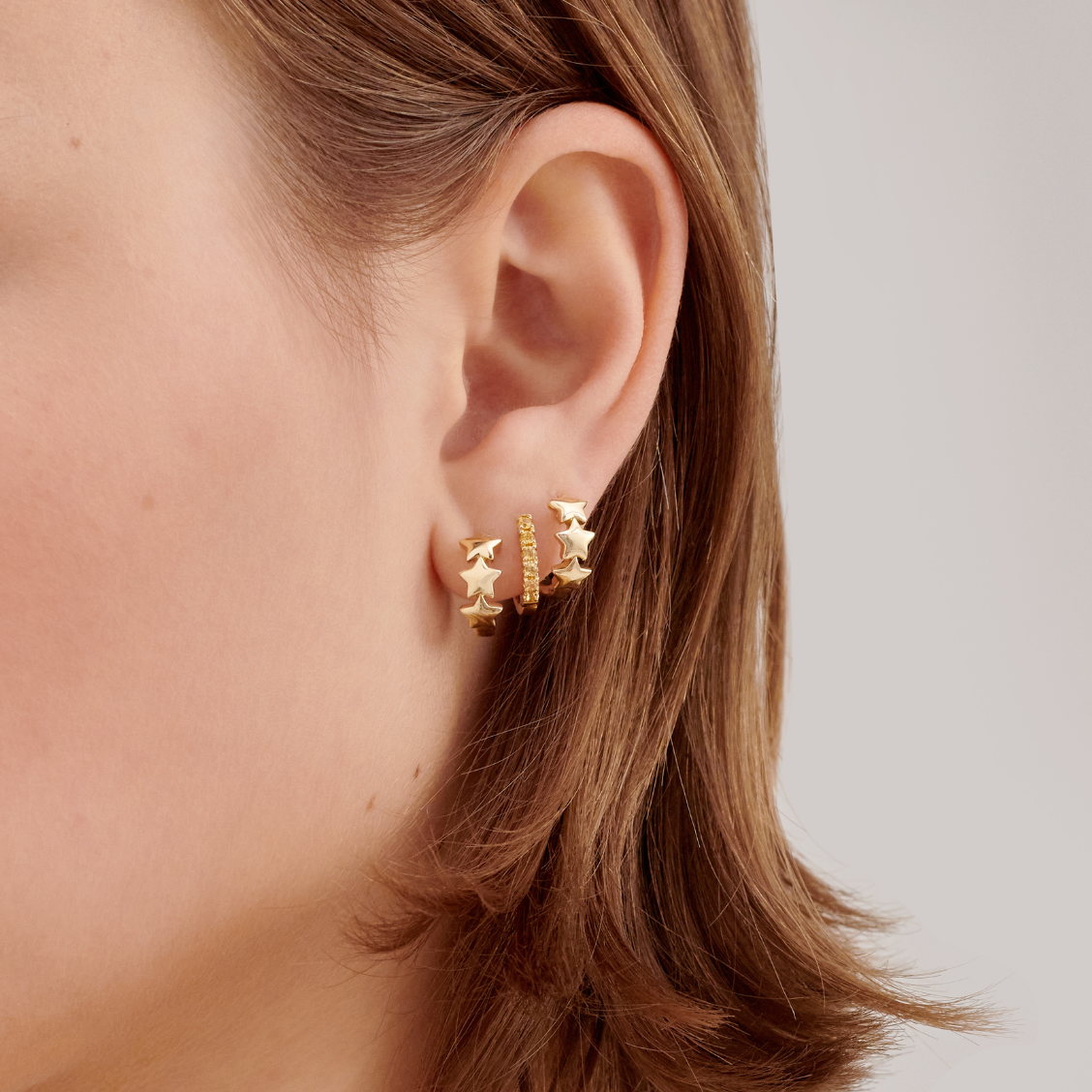 Gold Starry Night Hoop Earrings