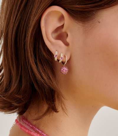 Pink Sapphire Bauble Hoops
