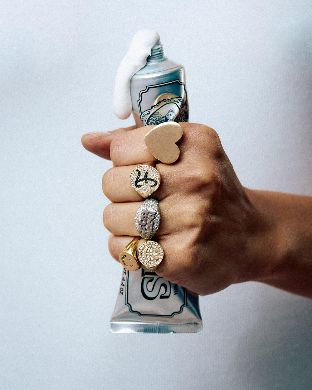 Pavé Diamond Happy Signet Ring