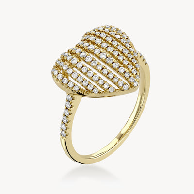 Diamond Heart Basket Ring