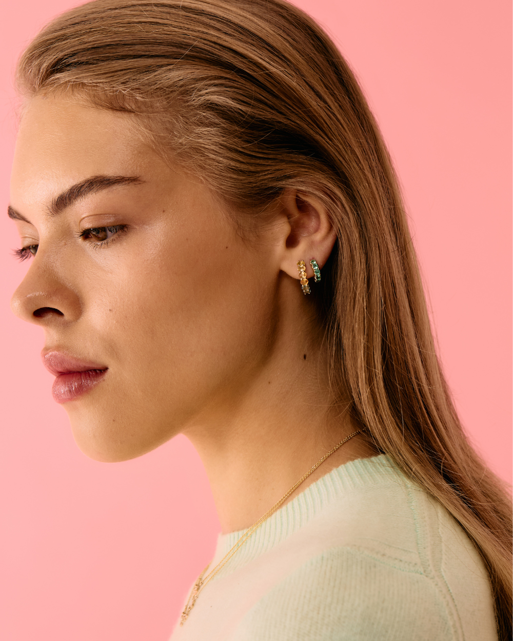 Super Duper Green Garnet Hoop Earring