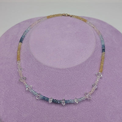 Aquamarine & Diamond Crystal Beaded Necklace