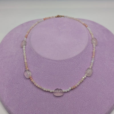 Pink Opal & Moonstone Cloud Beaded Necklace