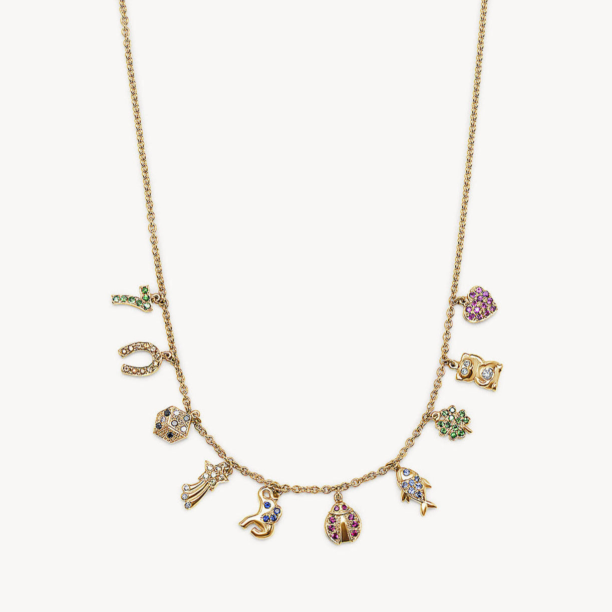 Rainbow Sapphire All The Luck Charm Necklace