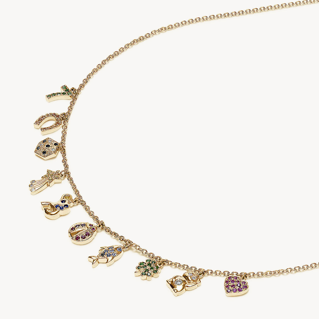 Rainbow Sapphire All The Luck Charm Necklace