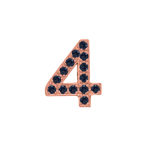 Black Diamond + 14k Rose Gold Number Charm