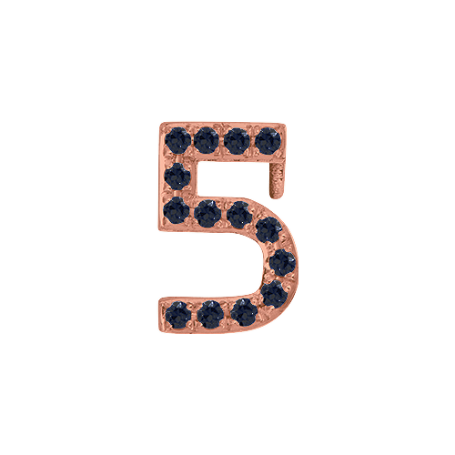 Black Diamond + 14k Rose Gold Number Charm