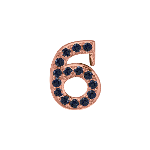 Black Diamond + 14k Rose Gold Number Charm