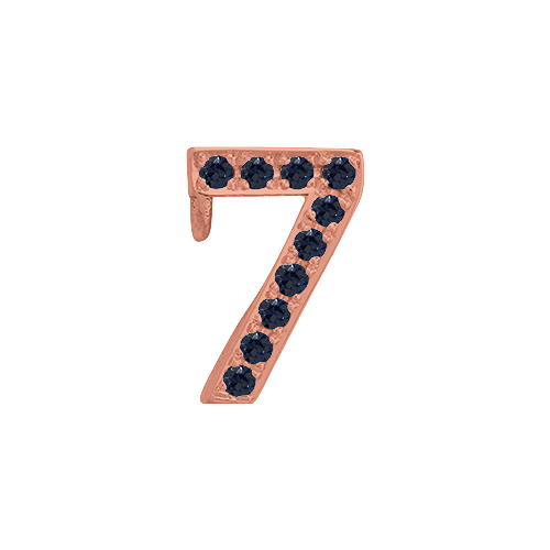 Black Diamond + 14k Rose Gold Number Charm
