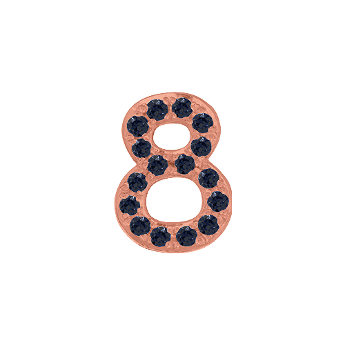 Black Diamond + 14k Rose Gold Number Charm
