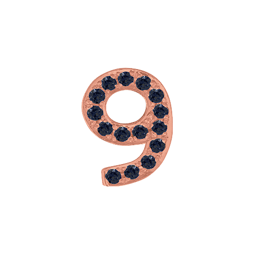 Black Diamond + 14k Rose Gold Number Charm