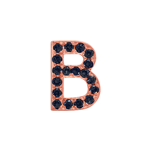 Black Diamond + 14k Rose Gold Letter Charm