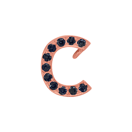 Black Diamond + 14k Rose Gold Letter Charm