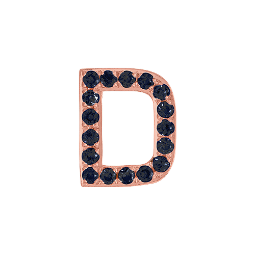 Black Diamond + 14k Rose Gold Letter Charm