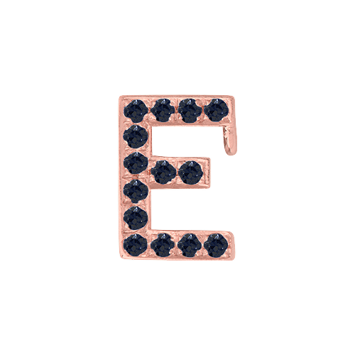Black Diamond + 14k Rose Gold Letter Charm