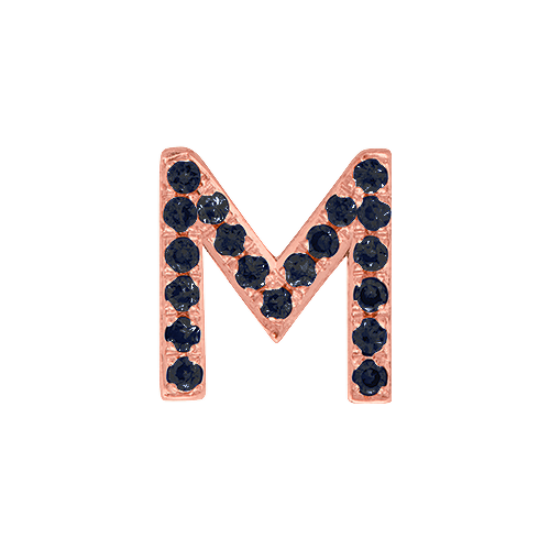 Black Diamond + 14k Rose Gold Letter Charm
