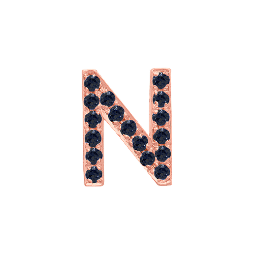 Black Diamond + 14k Rose Gold Letter Charm