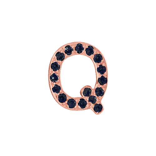 Black Diamond + 14k Rose Gold Letter Charm