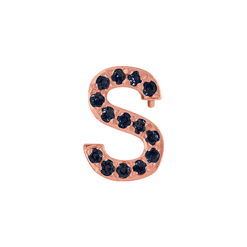 Black Diamond + 14k Rose Gold Letter Charm