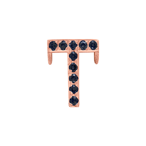 Black Diamond + 14k Rose Gold Letter Charm