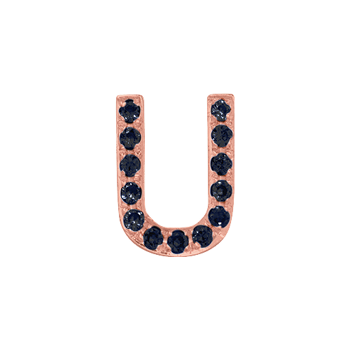 Black Diamond + 14k Rose Gold Letter Charm