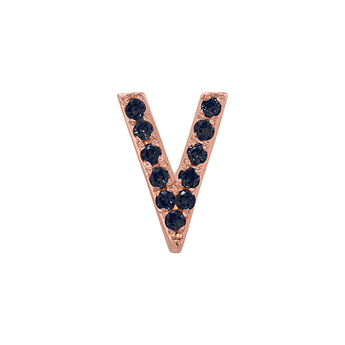 Black Diamond + 14k Rose Gold Letter Charm