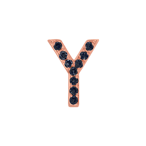 Black Diamond + 14k Rose Gold Letter Charm