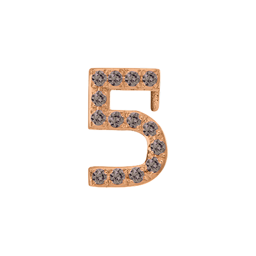 Brown Diamond + 14k Rose Gold Number Charm