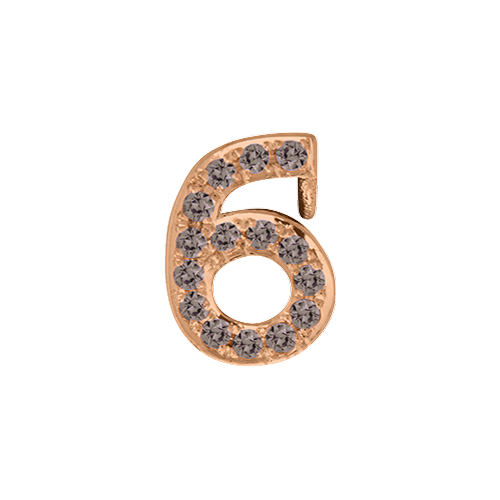 Brown Diamond + 14k Rose Gold Number Charm