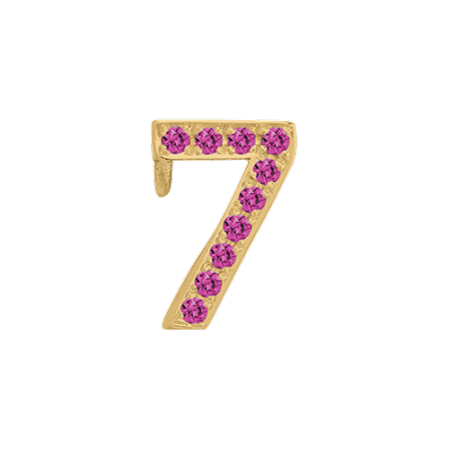 Pink Sapphire + 14k Yellow Gold Number Charm